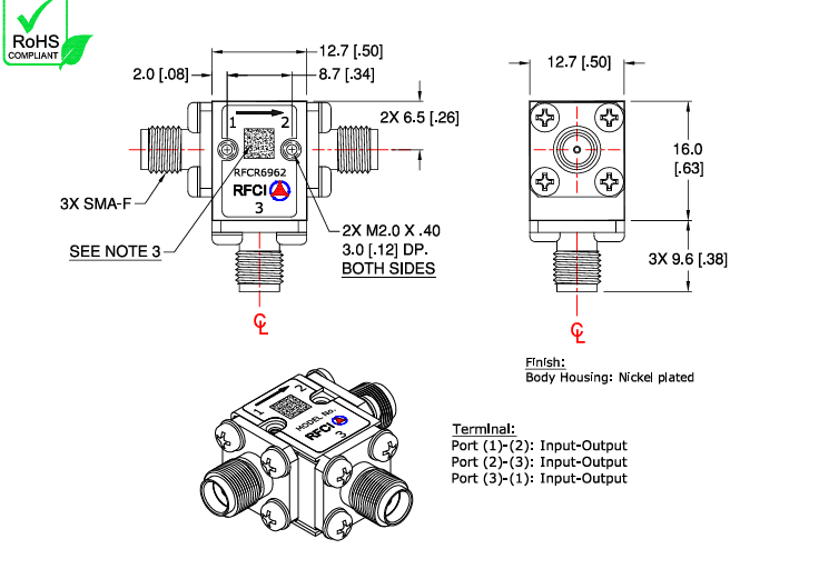 RFCR6962 SMA-F環行器RFCI